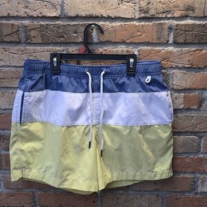 Abercrombie & Fitch Blue, White, and Yellow Swim Trunks